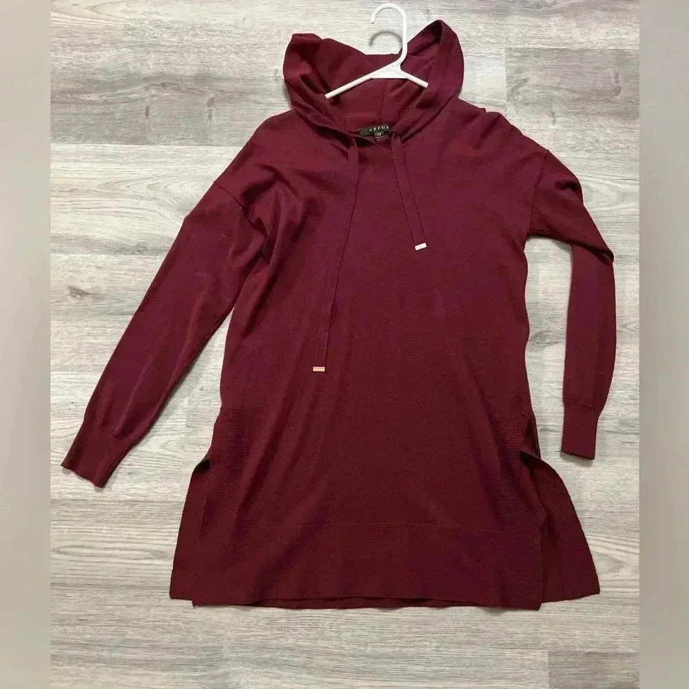 Cyrus Hooded Sweater Burgundy Classic Knit